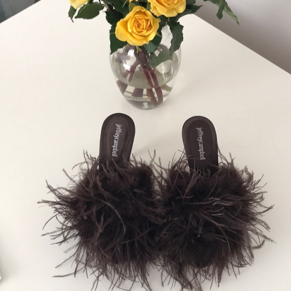 Jeffrey Campbell Daisy Feather  Boa Heels size 6.5 - Picture 4 of 16